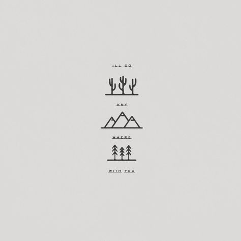 I'll Go Anywhere With You Illustration on Behance Desert Mountain Tattoo, Simple Camping Tattoo, Mountain Tattoo Simple Minimalist, Mountains Minimalist, Van Life Travel, Desert Tattoo, Sun Minimalist, Camping Tattoo, Mountain Tattoo Simple