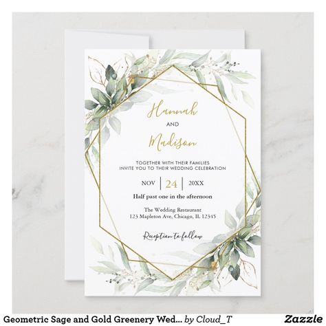 Gold Greenery Wedding, 2026 Wedding, Amazing Wedding Invitations, Best Watercolor, Funny Wedding Invitations, Watercolor Wedding Invitation, Green Themed Wedding, Sage Wedding, Green Wedding Invitations