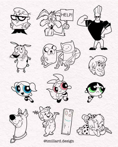 Disney Tattoos Small, Petit Tattoo, Tattoo Outline Drawing, Cartoon Character Tattoos, Flash Tattoo Designs, Tattoo Flash Sheet, Small Tattoos Simple, Flash Tattoos, Tattoo Design Book