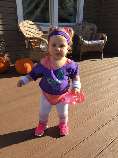 80's workout baby Halloween customs for toddlers 80s Costume Toddler Girl, Workout Costume Toddler, 80s Toddler Outfit Ideas, Halloween Workout Outfit, Toddler Rock Band Costume, Britney Spears Costume Hit Me Baby, 80s Workout Costume, 80s Workout, Baby Workout