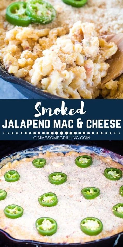 Traeger Jalapeno Mac and Cheese is a quick and easy recipe. Homemade Mac and Cheese that's creamy and loaded with bacon and jalapenos! #traeger #recipe Jalapeno Smoker Recipes, Creamy Homemade Mac And Cheese, Jalapeno Popper Mac And Cheese, Jalapeno Mac And Cheese, Spicy Mac And Cheese, Smoked Mac And Cheese, Smoked Jalapeno, Homemade Mac And Cheese, Smoked Cheese