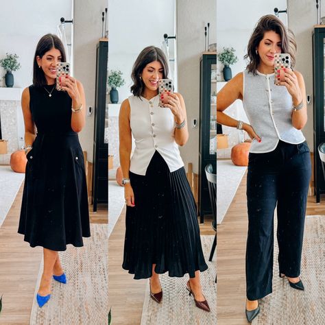 Recent work looks in picture form! It’s like a summary document of business casual office outfits 🤣 Everything I wore to work, and a few extras! Vests are still employee of the month! For all of these, use the key phrase “Work Looks” to have everything sent directly to you, or head to the 🔗 in my profile! . . #midsizestyle #workwear #businesscasual Midsize style, workwear, cute office outfits, 9 to 5 chic, office fits, work fits, business casual, size 8, size 10 style, affordable workwear, ... Mid Size Smart Casual, Midsize Work Outfits, Business Casual Office Outfits, 9 To 5 Chic, Casual Office Outfits, Cute Office Outfits, Office Fits, Amazon Outfits, Size 10 Style