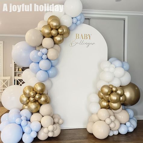 Faster shipping. Better service Baptismal Decorations Boy Backdrops, Baby Boy Christening Decorations, Boy Baby Shower Balloons, Decoration Buffet, Christening Decorations, Baby First Birthday Cake, Baby Shower Theme Decorations, Baby Boy Christening, Shower Backdrop