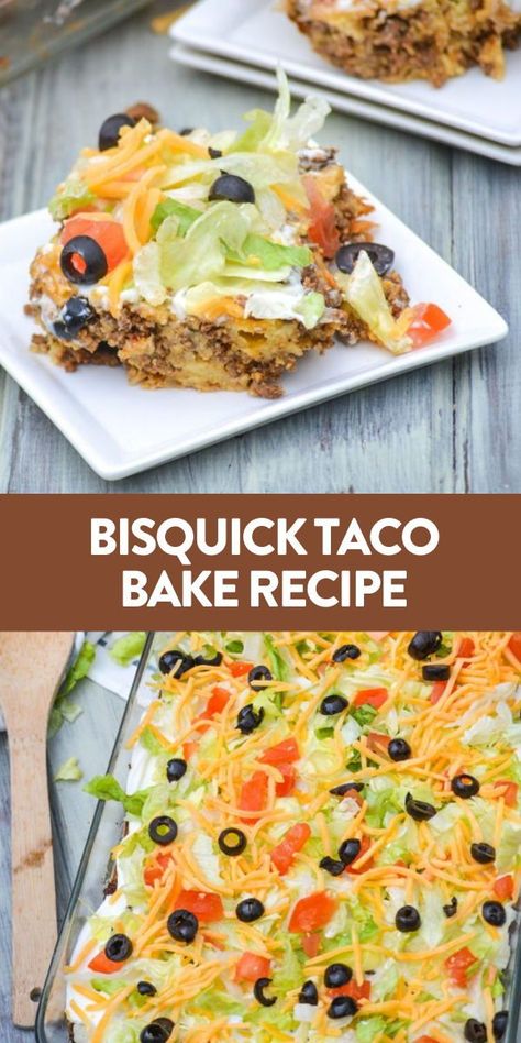 Taco Casserole Bake With Bisquick, Taco Casserole With Bisquick, Cheesy Taco Casserole With Bisquick, Bus Quick Taco Bake, 12 Tomatoes Cheesy Taco Casserole, Taco Bake Bisquick, Bisquick Beef Recipes, Bisquick Mexican Casserole, Taco Bake With Bisquick