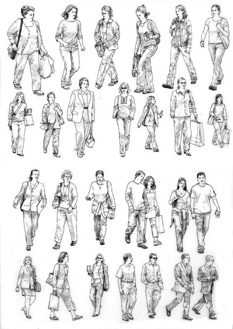 Human Entourage, People Entourage, Hand Rendering, Sketch Architecture, Hand Poses, Human Sketch, Architectural Illustration, Architecture Sketches, Human Figure Sketches