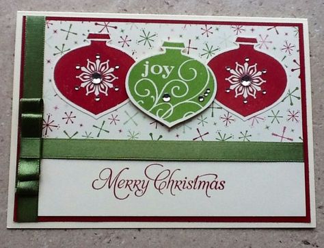 Stampin Up Ornament Punch, Delightful Decorations Stampin Up Cards, Stampin Up Delightful Decorations, Creative Christmas Cards, Stamped Christmas Cards, Cards To Make, Christmas Card Ornaments, Ornament Card, Christmas Card Inspiration