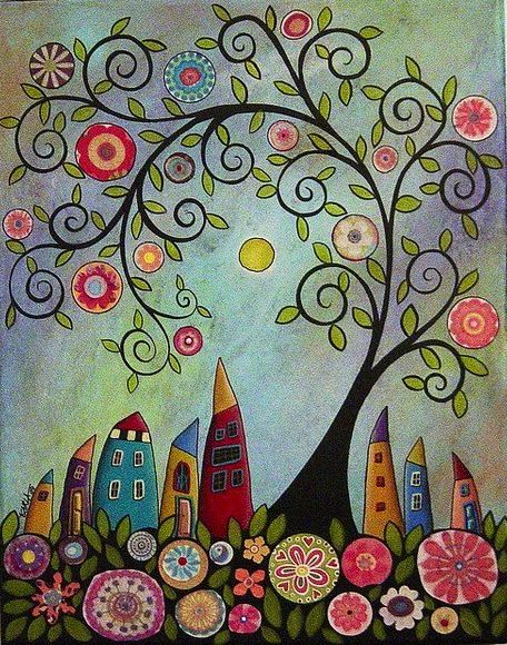 JUST the tree. I love this!!! Arte Doodle, Art Et Illustration, Art And Illustration, Art Journals, Tree Art, Whimsical Art, 그림 그리기, Art Quilts, Painting Inspiration