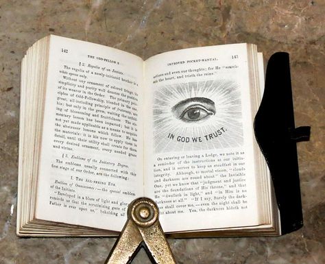 All seeing eye illustration taken from a 1874 printing of the Odd Fellows Improved Manual. The pocket sized book has drawings throughout related to Odd Fellows symbolism, lodge layouts, jewels, and rituals. Etsy.com/shop/CosmicLibrary Cosmic Library, Symbolist Art, Secret Society Symbols, Secret Societies, Eye Illustration, Odd Fellows, Order Of The Eastern Star, Eastern Star, Occult Art