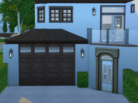 SC4-129127_MAIN Sims 4 Garage Door Cc, Sims 4 Garage, Small Garage Door, Garage Door House, Wooden Garage Doors, The Sims 4 Lots, Modern Garage Doors, Garage Door Styles, Door Wallpaper