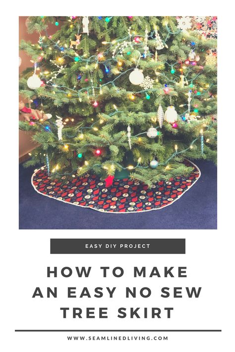 Are you ready to make your own Christmas tree skirt? Here's an EASY, No-Sew Christmas Tree Skirt Patten you can make in a few hours. Plus, there are two DIY options!   #diy #diychristmas #homedecor #diyhome #christmasdecor #easydiy Diy Christmas Skirt, Sew Christmas Tree, Make Your Own Christmas Tree, Seasonal Room Decor, Diy Christmas Tree Skirt, Diy Christmas Tree Ornaments, Christmas Skirt, Christmas Craft Projects, Handmade Christmas Crafts