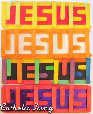 Craft the name of Jesus with popsicle sticks! What a fun negative space lesson for kids! #catholicicing #jesuscoloring #howtodraw #negativespace #catholickids #christiankids #bibleart #bibleforkids #biblecraft #bibleprintable Catholic Icing, Jesus Crafts, Sabbath School, Vbs 2023, Catholic Crafts, Bible School Crafts, Craft Sticks, Camp Crafts, Christian Crafts