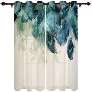 Amazon.com: bedroom curtains - Rod Pocket / Blackout / Floral or Paisley / Panels / Curtains...: Home & Kitchen Watercolor Peacock, Bathroom Window Curtains, 3d Curtains, Window Curtains Bedroom, Teal Art, Floral Room, Bedroom Window, Insulated Curtains, Blue Curtains