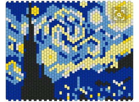 Piskel Art, Beaded Banners, Kandi Patterns, The Starry Night, Beading Patterns Free, Weaving Loom, Mini Cross Stitch, Pixel Pattern, Pixel Art Pattern