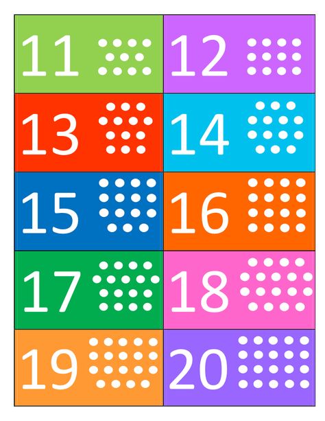 Numbers 11-20   # A brightly colored chart that can help toddlers learn numbers Numbers 11-20 Activities, Numbers 11-20, Numbers Chart Printable, Alphabet Chart Printable, Hebrew Education, Preposition Worksheets, Preschool Activities At Home, Shapes Worksheet Kindergarten, Free Printable Numbers