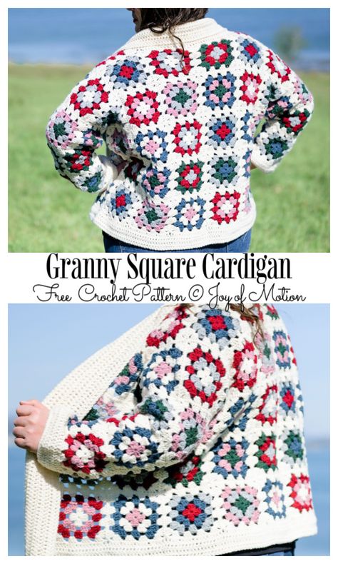 Granny Square Cardigan Free Crochet Patterns - DIY Magazine Crochet Sweater Coat, Long Crochet Cardigan, Squared Clothes, Granny Square Cardigan, Crochet Jacket Pattern, Square Cardigan, Crochet Cardigan Pattern Free, Granny Square Crochet Patterns Free, Crochet Afghan Patterns Free