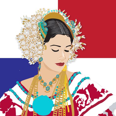 Esta es una ilustracion para celebrar el mes de la patria en Panama, representa la pollera y la bandera. Panamanian Women, Parrot Painting, French Beaded Flowers, Leg Tattoos Women, Leg Tattoos, Beaded Flowers, Panama, Tattoos For Women, Mural