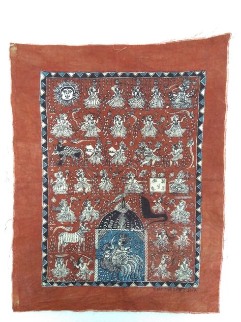 Reign of the Goddess: A Textile becomes her sacred abode – living with art Chandarvo Design, Mythological Characters, Block Printed Textiles, Bustling City, Divine Mother, Royal College Of Art, Hand Sketch, Flower Garlands, The Goddess