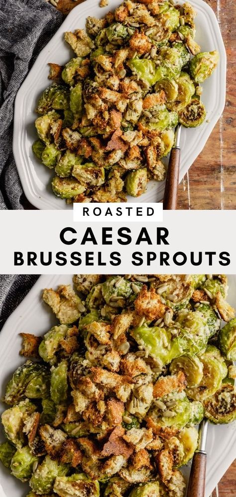 Roasted Brussel Sprout Caesar Salad, Brussels Sprout Ceasar Salad, Brussel Sprout Caesar, Brussel Sprout Ceasar Salad Recipes, Ceasar Brussel Sprout Recipes, Brussels Sprouts Caesar Salad, Brussels Sprout Caesar Salad, Cesar Brussel Sprout Salad, Brussels Sprouts Side Dish