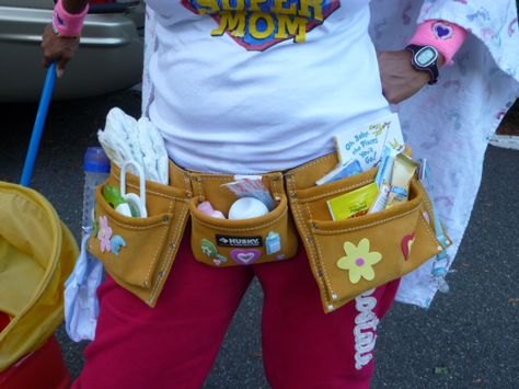 Super Mom's tool belt Super Mom Costume, Mom Costume, Disney Baby Shower, Halloween Parade, Funny Costumes, Spirit Week, Tool Belt, Kids Halloween, Diy Halloween Costumes