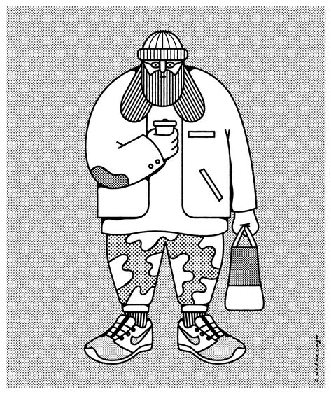 the coffee in England is too small for my american appetite. Christopher Delorenzo, Paper Dart, Halftone Illustration, Quirky Illustration, Graphic Arts Illustration, Doodle Art Drawing, Le Male, White Drawing, Simple Illustration