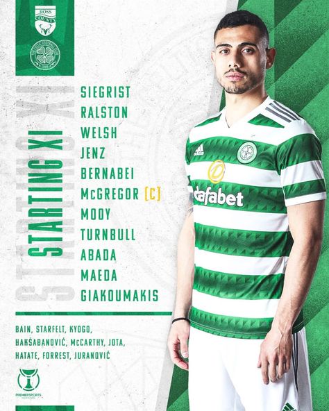 Football Stats Design, Football Lineup Design, Next Match Football Design, Starting Lineup Graphic, Poster Bola, Match Poster, Celtic Football Club, Celtic Football, Ross County