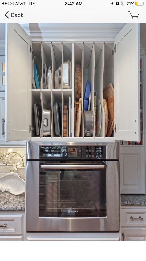 Baking Sheet Storage, Tray Cabinet, No Beer, Organizing Kitchen, Kitchen Storage Ideas, Pantry Remodel, Kitchen Cupboard Designs, Kabinet Dapur, Pantry Ideas