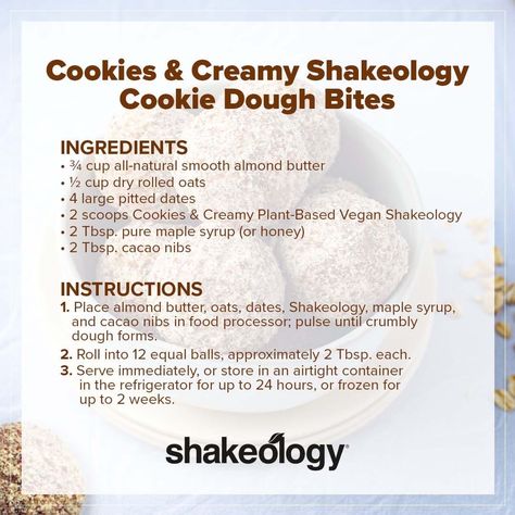 Shakeology Cookies And Cream Recipes, Cookies And Creamy Shakeology Recipes, Shakeology Cookies, Cookie Dough Bites Recipe, Gut Protocol, Mint Chip Cookies, Shakeology Recipes, 2b Mindset, Creamy Recipes