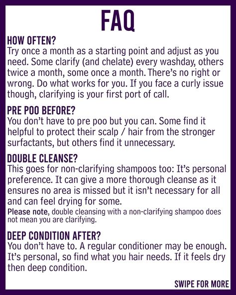 YOUR GUIDE TO CLARIFYING (AND CHELATING) ⬇️⁣ ⁣ Lack of clarifying or not clarifying with the correct product is probably the number one cause of curl issues I see in my DMs.⁣ ⁣ So this post will tell you:⁣ - what clarifying / chelating are⁣ - why clarifying / chelating are important⁣ - signs you need to clarify / chelate⁣ - how to clarify / chelate⁣ - faqs about clarifying / chelating⁣ - product recommendations⁣ ⁣ HOW OFTEN DO I CLARIFY?⁣ Normally around every two weeks, but it can be more or... Curl Journey, Curl Tips, Detox Shampoo, Coloured Hair, Clarifying Shampoo, Product Recommendations, Number One, Need To Know, Curly Hair Styles