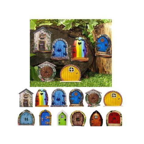 Pixie Doors, Door Miniature, Fairy House Kit, Fairy Door Accessories, Fairy Doors On Trees, Fairy Garden Doors, Outdoor Decorative Lights, Garden Door, Door Crafts