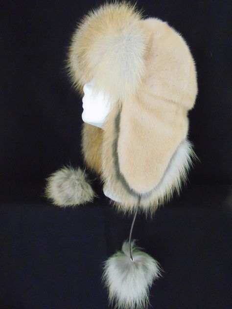 This wonderful hat is made of  full pearl mink fur and first quality full golden fox. Winter accessories will keep your head, ears and neck warm. Stay warm all the time, great for outdoor activities and daily warmer It is made to order. Please ask me. Fur Trapper, Fur Trapper Hat, Winter Fur Hat, Gold Hat, Fur Keychain, Fur Purse, Aviator Hat, Gold Hats, Trapper Hat