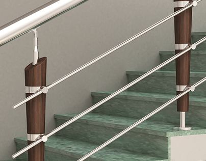 Stairs Tiles Design, Wooden Railing, Steel Stairs Design, Wood Railings For Stairs, Staircase Interior, Railing Tangga, Steel Railing Design, Staircase Interior Design, Staircase Railing