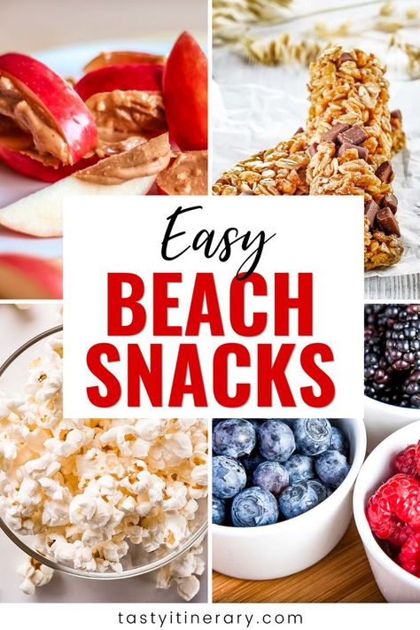 Easy Beach Food, Easy Beach Snacks, Healthy Beach Snacks, Beach Food Ideas, Beach Day Food, Beach Picnic Foods, Vacation Snacks, Boat Snacks, Pool Snacks