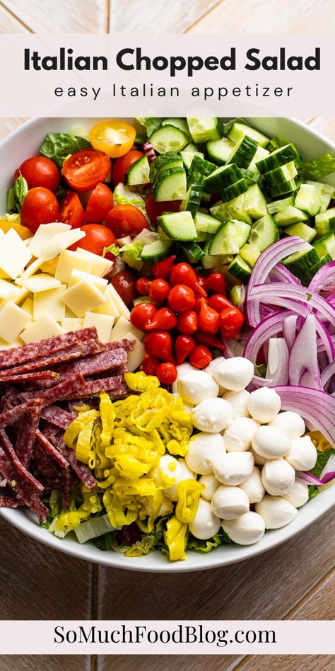 Italian Salad With Salami, Lemon Pepper Chopped Salad, Chopped Salad Recipes No Lettuce, Keto Chopped Salad, Chopped Sub Salad, Italian Chopped Salad Recipes, Keto Italian Salad, Complex Salads, Anti Pasta Salad