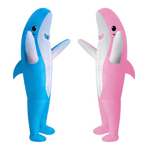 PRICES MAY VARY. 2 Packs in Package! One size fits most adults from 155cm-190cm. Include 2x inflatable Shark costume with fan and battery pack(batter is not included) Package contains Instruction Sheet, Inflatable Suit and Air Pump which requires portable powerbank or 4 AA Batteries. (Batteries Not Included) Our shark inflatable costume is sure to be a hit .Easy Care: We recommend sponge cleaning the costume for maintenance. Before hand washing, please remove the air pump and portable battery pa Inflatable Animal Costumes, Cute Halloween Costumes Onesie, Blow Up Costumes Halloween, Bff Halloween Costumes For 2 Cute, Halloween Costumes Inflatable, Two People Halloween Costumes, Inflatable Halloween Costumes, Shark Clothing, Blow Up Halloween Costumes