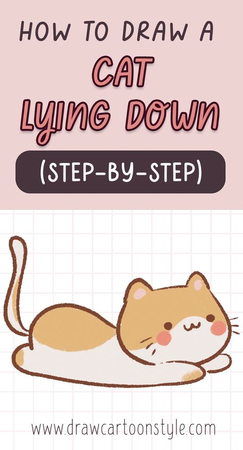 How to draw a cat lying down step by step, easy cat drawing, easy cat poses drawings, easy cat kawaii illustration, easy cat procreate drawing, How To Draw A Cute Cat Step By Step, How To Draw Cartoon Cats Step By Step, Procreate Cat Tutorial, Cat Procreate Drawing, Procreate Kawaii Tutorial, Cute Procreate Drawings Easy, Cat Lying Down Drawing, Cat Drawing Tutorial Step By Step, How To Draw A Cat Step By Step Easy