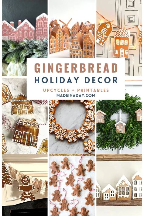 Gingerbread House Garland, Gingerbread House Decor, Gingerbread House Ornaments, Ginger Bread House Diy, Diy Christmas Candy, Gingerbread House Parties, Gingerbread Diy, House Decor Ideas, Gingerbread Crafts