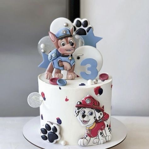 Patrol Cakes Ideas, Pastel Paw Patrol Birthday, Paw Patrol Birthday Modern, Cake Patrol Paw, Patrol Paw Cake, Paw Patrol Cake 3rd Birthday, Paw Patrol Cakes For Boys, Modern Paw Patrol Birthday Party, Paw Patrol Birthday Decor