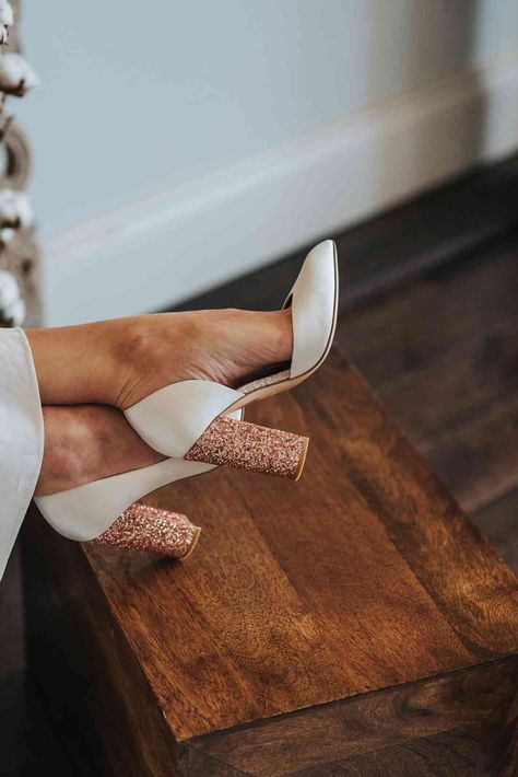 Suzanne Neville, Florence Wedding, Jesus Peiro, Platform Mules, Chunky Heel Pumps, Glitter Shoes, Bridal Fashion Week, Jenny Packham, Wedding Heels