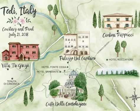 Wedding Map Illustration, Painted Map, Watercolor Wedding Map, Hand Painted Invitations, Custom Wedding Map, Floral Wedding Stationery, Lake Map, Wedding Stationery Design, Wedding Map