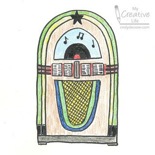 Cindy deRosier: My Creative Life: How to Draw a Jukebox Juke Box Drawing, Jukebox Drawing, Painting Therapy, Box Drawing, Neon Hearts, Sharpie Colors, Pencil Drawing Tutorials, Ra Ideas, Sock Hop