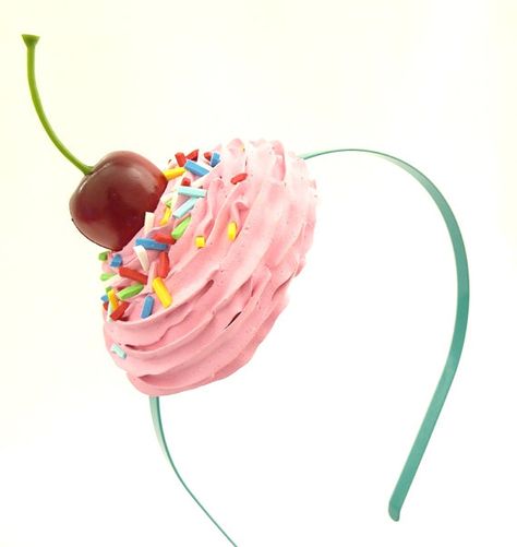 Cupcake Headband, Cupcake Costume, Cupcake Photography, Matching Costume, Headband Photography, Hat Tea Party, Matching Costumes, Food Accessories, Kawaii Jewelry