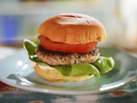 Chicken Breast Burger Recipe, Green Goddess Salmon, Buffalo Chicken Breast, Buffalo Chicken Burgers, Chicken Patty, Salmon Burger Recipe, Salmon Burger, Sunny Anderson, Chicken Burgers Recipe