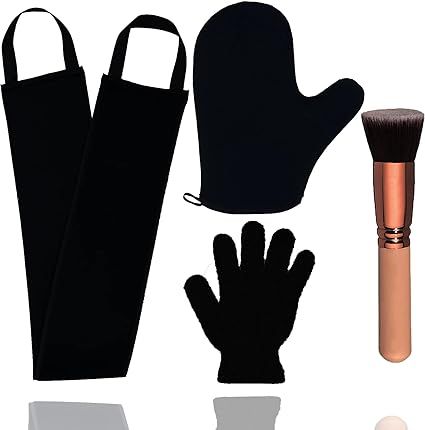 4 Pack Self Tanning Mitt Applicator Kit, with Self Tanner Mitt, Self Tan Back Applicator, Exfoliating Glove, Flat Top Face Tanner Brush, Tan mit for Self Sunless Tanner (black) Face Tanner, Powder Sunscreen, Exfoliating Mitt, Tanning Mitt, Sunless Tanner, Face Kit, Exfoliating Gloves, Tanning Mousse, Self Tan