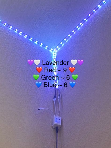 Les Lights In Bedroom, Pretty Led Light Colors Diy, Lavender Led Lights Diy, How To Make Different Colors On Led Lights, How To Make Lavender Led Lights, How To Make Periwinkle Led Lights, Hiw To Chqnge Colours Of Your Led, Led Lights Ideas, Led Light Color Diy Purple