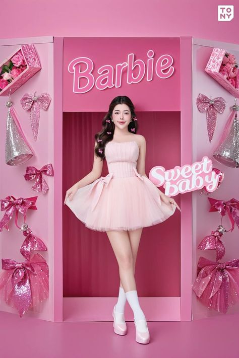 Birthday Photoshoot Barbie, Pink Photobooth Ideas, Mini Dress Photoshoot, Barbie Poses Photoshoot, Barbie Photoshoot Ideas, Barbie Poses, Barbie Photoshoot, Birthday Concept, Retro Photoshoot