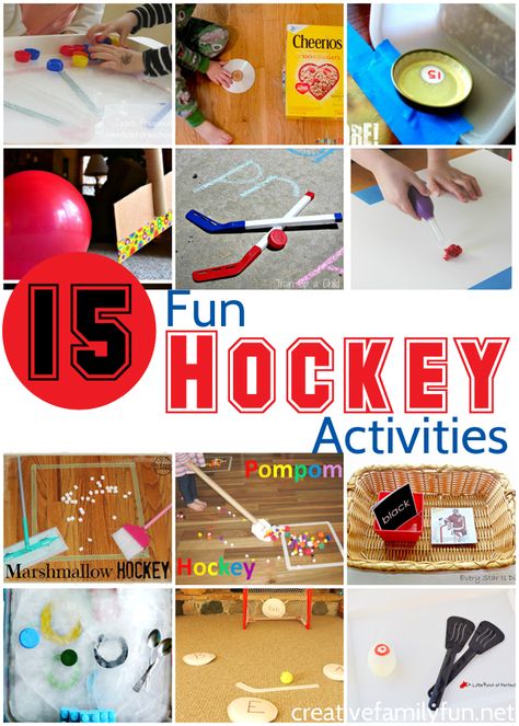 All About Hockey! 15 Fun Hockey Activities Your Kids Will Love - Games, crafts, science experiments, and learning activities for kids. Winter Sports Crafts, Sports Day Activities, Hockey Party Ideas, Hockey Birthday Party, Hockey Birthday Parties, Hockey Crafts, Sports Crafts, Hockey Party, Hockey Birthday