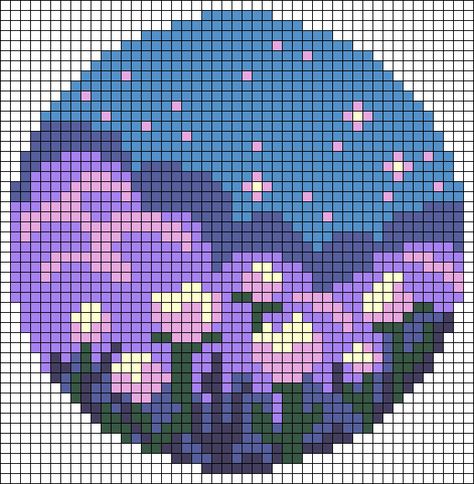 Cherry Blossom Pixel Art Grid, Crochet Flower Tapestry Pattern, Cross Stitch Pixel Art, Pretty Pixel Art, Plastic Canvas Crafts Patterns, Window Pixel Art, Pixel Art With Grid, Pixel Art Nature, Pixel Grid Pattern