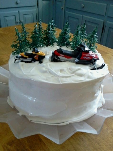 Snowmobile Cake, Cake With Marshmallow Frosting, Jeep Cake, Birthday Cake For Men, Cake For Men, Best Friend Gift Ideas, Tractor Cake, Friend Gift Ideas, Marshmallow Frosting