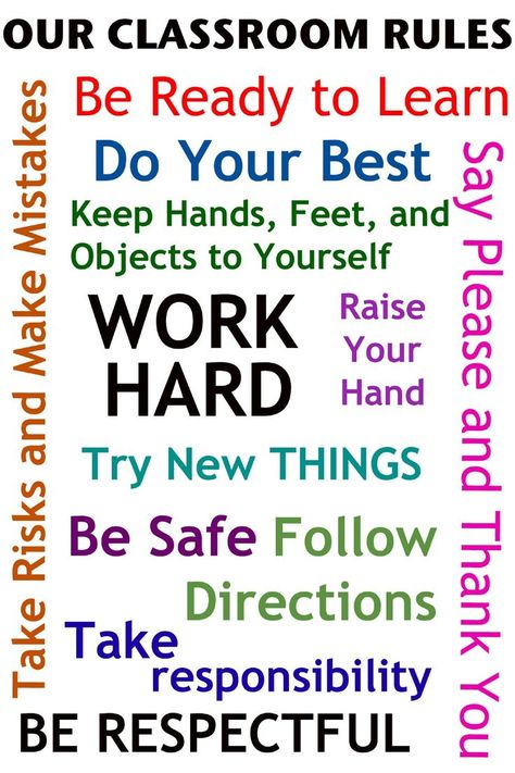 Develop and reinforce classroom rules and norms that clearly support safe and respectful behavior. Having classroom rules helps you create a predictable, safe learning environment for your students. Rules give your students clear boundaries and opportunities to practice self-regulation and make good choices. When students feel safe and respected both emotionally and physically, they are able to focus better on learning (Kamb, 2012), Rules Poster, Classroom Rules Poster, Classroom Expectations, Poster Idea, Class Rules, Rules And Regulations, Classroom Signs, School Bulletin Boards, Beginning Of The School Year