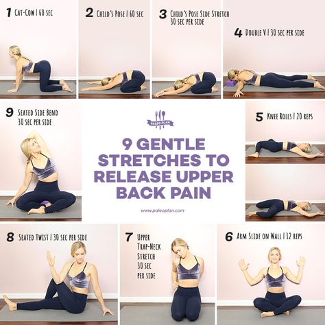 Upper Back Stretches, Back Stretches For Pain, Yoga Online, Yoga For Back Pain, Upper Back Pain, Back Stretches, Easy Yoga Workouts, Yoga Exercises, Back Pain Exercises